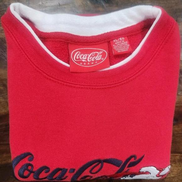 Coca-Cola Polar Bear Embroidered Red Unisex Pullover Sweatshirt XL - Picture 5 of 8